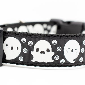 Glow in the Dark Ghosts Dog Collar - spooky Dog Collar- 1 inch wide - buckle or martingale collar - Fall dog collar - Halloween dog collar
