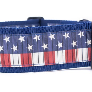 American Vintage Flag 2 inch wide Dog Collar - buckle or martingale collar - patriotic dog collar - star dog collar - 4th of july collar