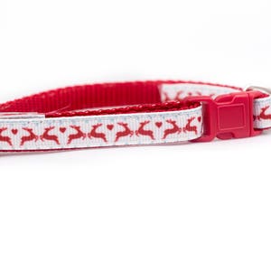 Red Reindeer Collar - 3/8&quot; wide - Christmas Cat Collar - breakaway cat collar - safety buckle cat collar - holiday cat collar - winter cat