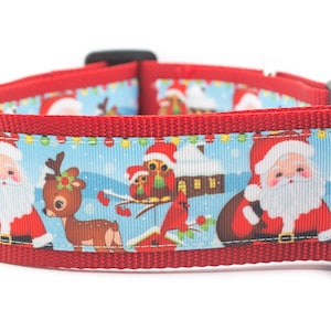 Santa Dog Collar - 2 inch wide - buckle or martingale collar - Christmas dog collar - holiday dog collar - reindeer collar - winter - owl