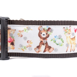 Forest Babies Dog Collar - 2 inch wide Dog Collar - Woodland dog collar - buckle or martingale collar - nature collar - boho dog collar
