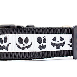 Spooky Pumpkin Face Dog Collar - Pumpkin Dog Collar- 1.5 inch wide - buckle or martingale collar - Fall dog collar - Halloween dog collar