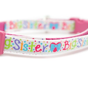 Big Sister Cat Collar 3/8 wide Bow breakaway buckle safety collar big sis cat collar kitten collar pink cat collar new baby zdjęcie 5