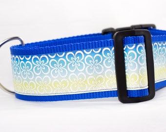 Horizon Flower Dog Collar - 2 inch wide - buckle or martingale collar - summer dog collar - beach dog collar - floral dog collar  boy dog