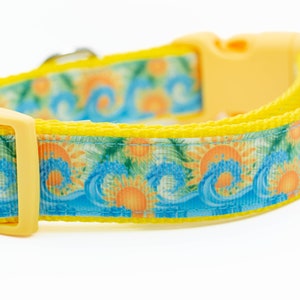 Summer Surf - 1 inch wide collar - buckle or martingale collar - nautical dog collar - summer dog collar - sunny dog collar - ocean waves image 4