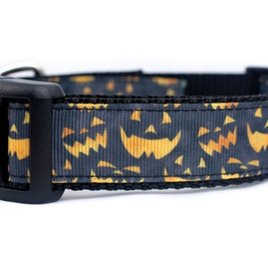Halloween Dog Collar - Pumpkin Dog Collar- 1 inch wide - buckle or martingale collar - Fall dog collar - Jack-o-lantern dog collar - Fall