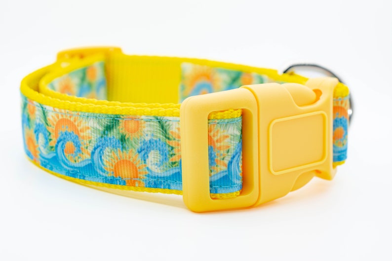 Summer Surf - 1 inch wide collar - buckle or martingale collar - nautical dog collar - summer dog collar - sunny dog collar - ocean waves image 2