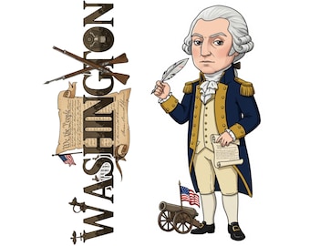 George Washington Sticker and Magnet – Father of His Country Histkins™ – First U.S. President | Waterproof & UV-Proof