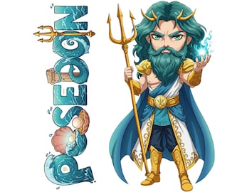 Poseidon Pelagaios Mythkins™ Vinyl Sticker – Greek God of the Sea | Waterproof & UV-Proof