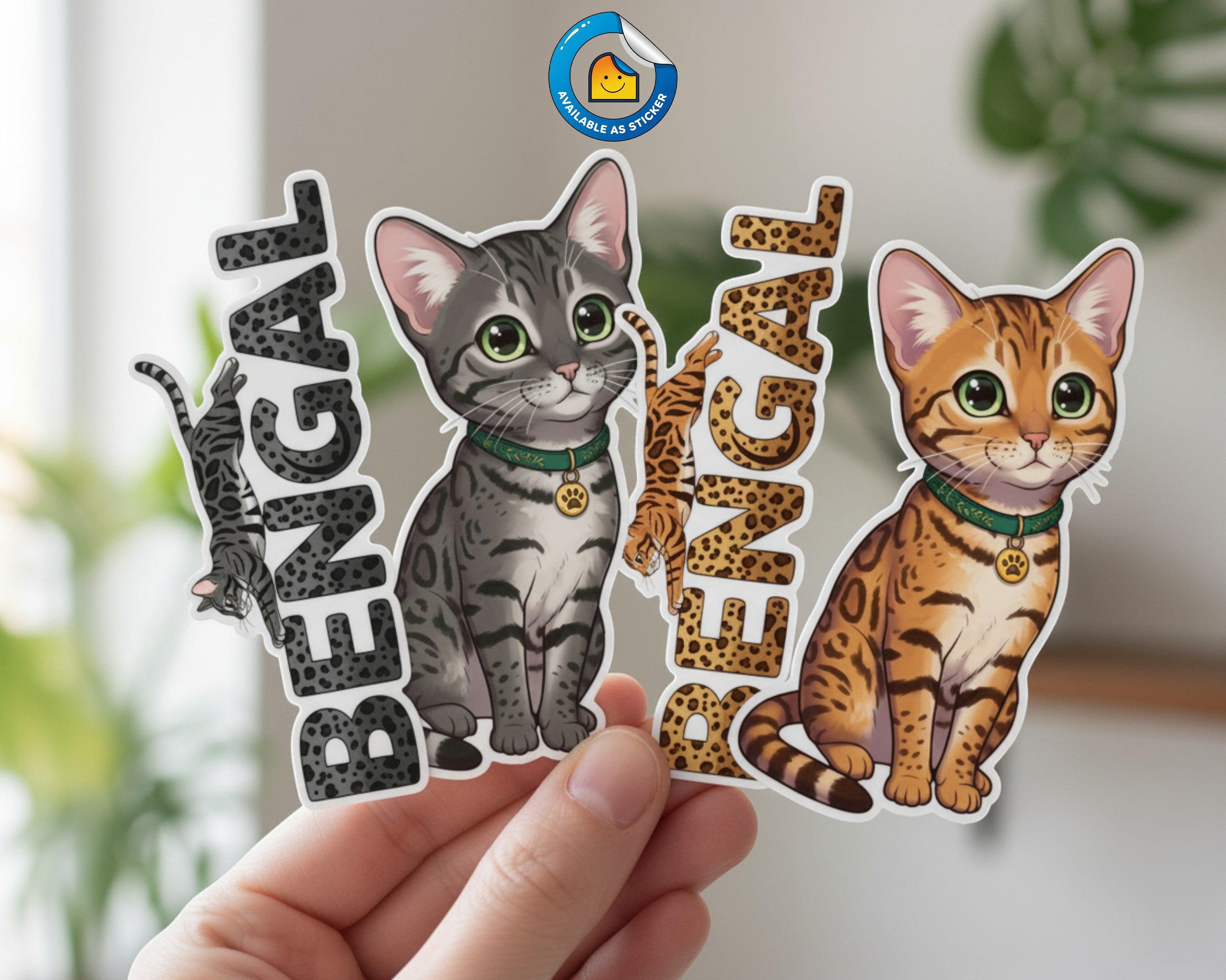 EW Designs Bengal Cat Vinyl Decal - 4 Inch Tall Cute Kitty Bumper Sticker - View #7