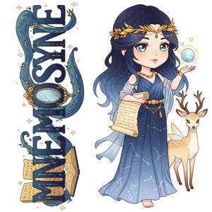Mnemosyne Sticker and Magnet - Mother of the Muses Mythkins™ – Titan Goddess of Memory | Waterproof & UV-Proof