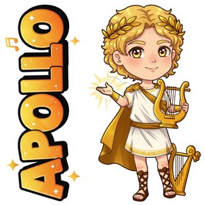 Apollo Sticker and Magnet – Phoebus Mythkins™ – Greek God of Music and Light | Waterproof & UV-Proof
