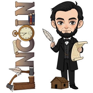 Abraham Lincoln Sticker and Magnet - the Emancipator Histkins™ – 16th U.S. President | Waterproof & UV-Proof