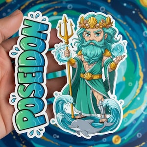 Poseidon Ennosigaios Mythkins™ Vinyl Sticker – Greek God of the Sea and Earthquakes | Waterproof & UV-Proof