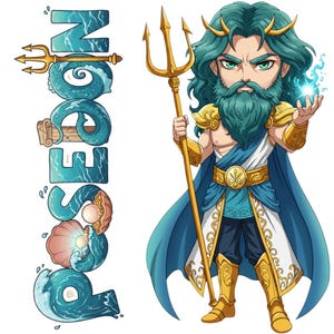 Poseidon Pelagaios Mythkins™ Vinyl Sticker – Greek God of the Sea | Waterproof & UV-Proof