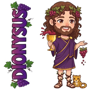 Dionysus Sticker and Magnet – Eleuthereus Mythkins™ – Greek God of Wine and Festivity | Waterproof & UV-Proof