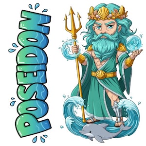 Poseidon Ennosigaios Mythkins™ Vinyl Sticker – Greek God of the Sea and Earthquakes | Waterproof & UV-Proof