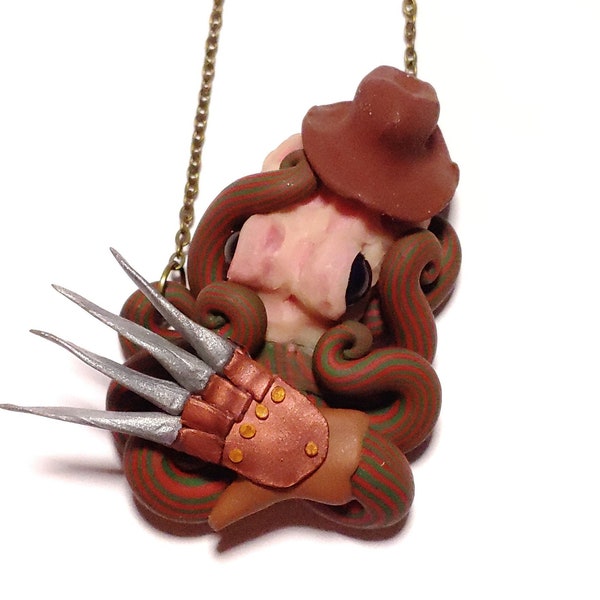 Freddy octopus necklace, Freddy Krueger, nightmare, horror jewelry, octopus jewelry, horror gift, octopus gift, Halloween gift, elm street