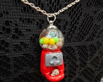 Skull and Gumball machine necklace. Horror gumball machine. Skull candy necklace. Candy necklace. Halloween candy necklace. Horror jewelry