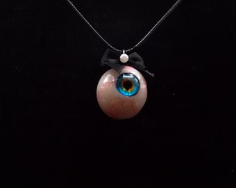 Creepy cute realistic eyeball necklace, Halloween jewelry, oddities jewelry, fake eyeball necklace, fake taxidermy, serial killer trophy