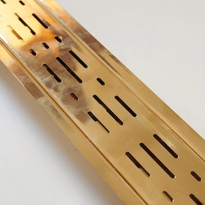 Unlacquered Brass Linear Floor Drain, Solid Brass Rectangular Shower Drain, Bathroom Drain, Hnandcrafted Brass Floor Drain