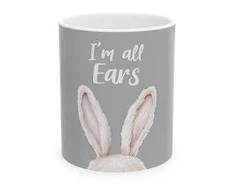 Cute Easter Bunny Ceramic Mug, Funny Coffee Cup, Perfect for Spring Gifts, Holiday Decorations, Cute Gift for Rabbit Lovers, 11oz, 15oz