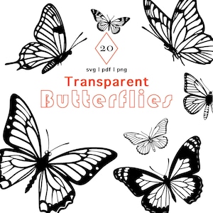 20 B&W Butterfly SVG Bundle For Sublimation Clipart Butterflies Design Scrapbooking Gift Prefect for Tattoo Stamp Butterfly PNG