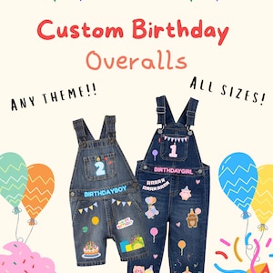 Personalized Custom Birthday Outfit Overalls & T-Shirt Set Overol Camisa Conjunto Cumpleaños Personalizado Ropa Regalo Gift Girl Boy Toddler
