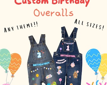 Personalized Custom Birthday Outfit Overalls & T-Shirt Set Overol Camisa Conjunto Cumpleaños Personalizado Ropa Regalo Gift Girl Boy Toddler