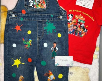 Custom Granja Birthday Outfit Overalls & T-Shirt Set Overol Camisa Conjunto Farm Cumpleaños Personalizado Ropa Regalo Gift