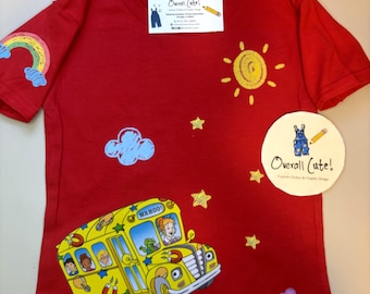 T-shirt personnalisé pour enfant/adulte, motif bus scolaire, style années 90/2000, cadeau pour tout-petit