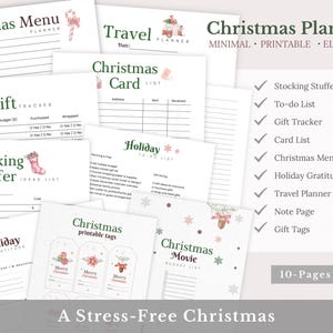 Planner natalizio: etichette regalo, monitoraggio del budget, liste di cose da fare (PDF)