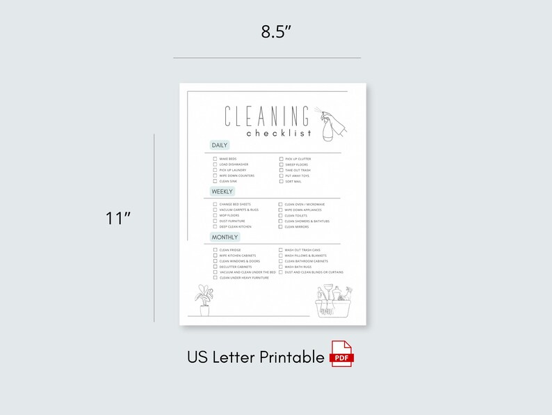 Lista di controllo per le pulizie minimaliste: tabella delle faccende quotidiane, settimanali e mensili (PDF) immagine 2