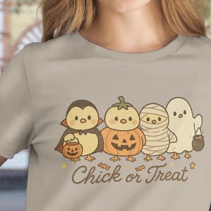Chick or Treat Halloween Shirt, Unisex Softstyle Tee for Trick or Treat, Funny Spooky Season Costume Top, Black Cat Pumpkin October Outfit