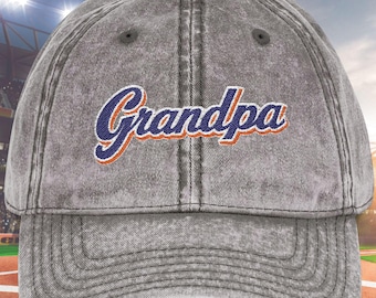 NY Mets Grandpa Embroidered Cap | Vintage Washed Baseball Hat