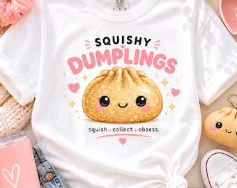 Squishy Dumplings Shirt, Glitter Kawaii Foodie Tee, Comfort Colors Graphic Top
