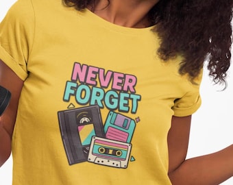 Retro T-shirt met cassettebandje: jaren 90 retro muziek-T-shirt | Vergeet vintage shirt nooit
