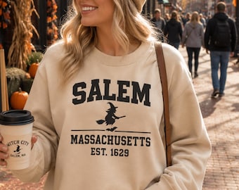 Witchy Salem Massachusetts Sweatshirt: Gothic Halloween Crewneck