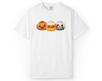 Halloween Squishy Dumpling Shirt - Kawaii Pumpkin Candy Corn Skeleton Comfort Colors Tee, Fall Graphic Gift for Women