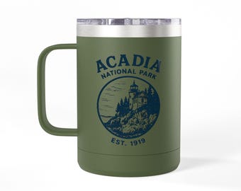 Acadia National Park Tumbler: Stainless Steel Travel Coffee Cup, Hiker Gift