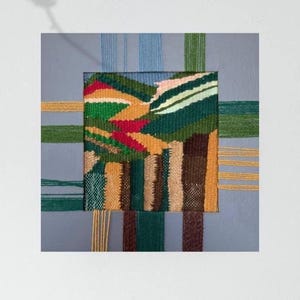 Dit handgemaakte tapijt uit de serie &#39;Seasons&#39; heet &#39;Herfst&#39;, wanddecoratie, textielkunst, housewarmingcadeau, abstract wandtapijt, weven