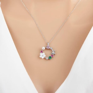 Camellia Flower Pattern, Princess Crown, Pearl, Flower, Necklace, Handmade Necklace, Stylish, Elegant, Gift, Women&#39;s Necklace, Birthday