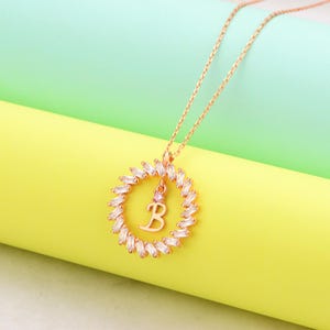 Collar personalizado, para tus seres queridos, elegante, lindo, regalo de cumpleaños, joyería de plata, collar de circón, regalo, para tu cónyuge, letra B