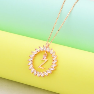 Letra Z, collar personalizado, joyas de oro rosa, envío rápido, joyas de plata para mujeres, regalos elegantes de plata, joyas de plata minimalistas