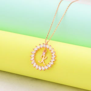 Para ti, Día de San Valentín, Momentos más especiales, Regalo, Accesorios de plata premium, Collar de circonitas, Letra K, Artístico, Días especiales
