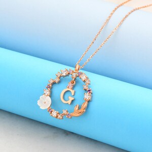 Regalo para ella: joyería de plata, letra G, joyería de plata hecha a mano, diseño artístico y elegante, regalo, collar de circonitas, plata única, collar