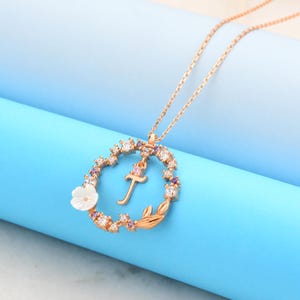 Joyas de oro rosa, collar con iniciales, plata de ley 925, joyas personalizadas, joyas hechas a mano, diseño elegante, delicado, plata única, letra T