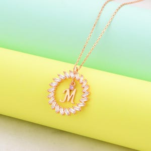 Accesorios de plata de primera calidad, Collar de circonitas, Cumpleaños, Días especiales, Letra M, Momentos más especiales, Para ti, Artístico, San Valentín