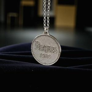 Double Sided Beatles Silver Necklace,Vintage Beatles Gift,1969 Beatles Pendant,Silver Beatles Necklace,Unisex Beatles Gift
