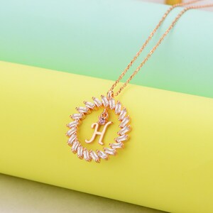 Collar de circonita, plata única, regalo para ella - Joyas de plata, collar, joyas de plata hechas a mano, letra H, diseño artístico y elegante, regalo